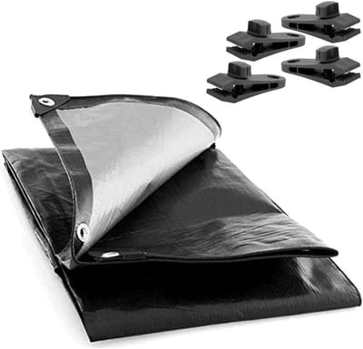 Waterdicht Dekzeil - Zwaar Grondzeil - Kamperen Caravan - Versterkte Randen - 10 x 12 m - Zwart