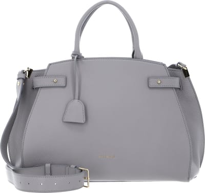 COCCINELLE Leren handtas schoudertas Kliche Handbag Grained Leather Light Grey Lichtgrijs