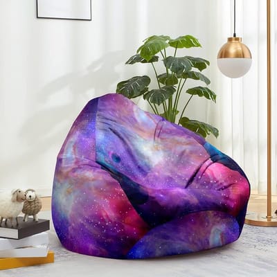 Zitzakhoes - Zitzak stoel - Ontspannen Zitten - Wasbaar Materiaal - 90x110 cm - Roze Sterrenhemel
