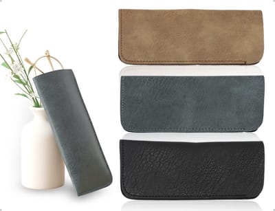 Set van 3 Zachte Neplederen Brillenhoezen voor Dames en Heren - Beschermende, Draagbare Etui voor Thuis, Reizen en Werk in 3 Kleuren