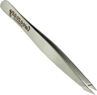 Pincet Dubbel Gebruik - Ontharingspincet Precisie - Wenkbrauwen Vormen - Afgeschuinde Scherpe Punt - 97 mm - Zilver