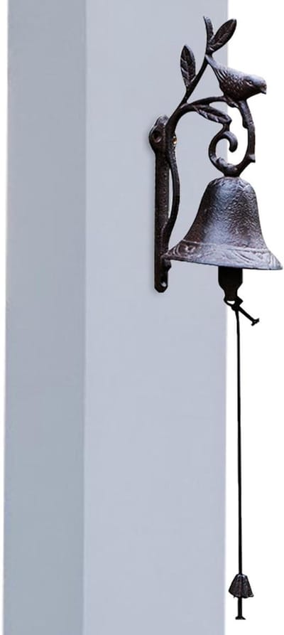 Gietijzeren Deurbel - Wandbel Vogel - Gasten Ontvangen - Melodieus Geluid - 46 x 12.5 cm - Antiek