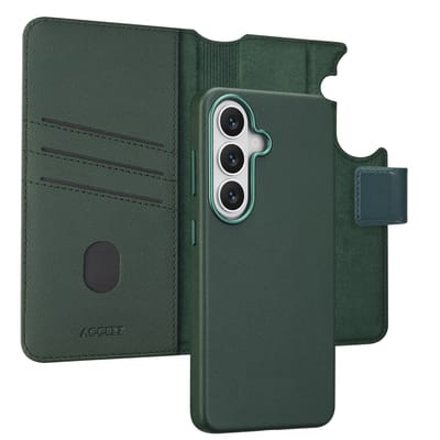 Accezz Hoesje - Geschikt voor Samsung Galaxy S26 - Leather Bookcase 2-in-1 met Magnetische Ring - Cedar Green
