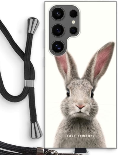 Case Company® - Hoesje met koord geschikt voor Samsung Galaxy S24 Ultra hoesje met Koord - Daisy - Telefoonhoesje met Zwart Koord - Bescherming aan alle Kanten en Over de Schermrand