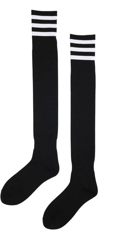 KIMU® Sokken Zwart Witte Strepen - Maat 36-41 - Dames Heren Unisex - Zwarte Lange Kniekousen Voetbalsokken Sportsokken Kniesokken Skisokken Festival