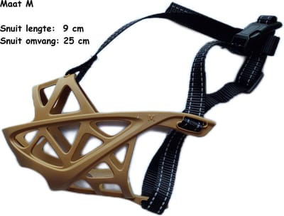 Muilkorf honden - Maat M - Silicone medium hard - Licht bruin - Hondenmuilkorf - muilkorf - Honden training - Muilkorven - Degelijke muilkorf - Sterke rassen