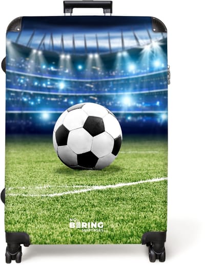 NoBoringSuitcases.com® - Koffer groot - Reiskoffer lichtgewicht - Zwart-witte voetbal in een stadion - Rolkoffer met 4 wielen - Grote trolley XL - 98 liter bagage