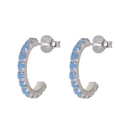 Behave – Oorbellen – 925 Sterling Zilveren Oorringen met Turqoise Blauw Kristal steentjes