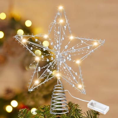 Dailygoods - Gouden Ster Kerstboompiek met 10 LED Lampen voor Feestelijke Versiering