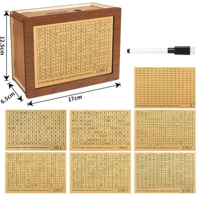 Houten Spaarpot met Teller Geld Spaarvarken Contant Geld Munt Spaardoos beige