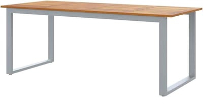 Tuinstafel Acaciahout - Eettafel Buiten - Buiten Dineren - Stalen Frame - 200 x 90 x 75 cm - Grijs