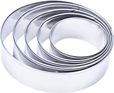 Uitsteekvormen set - 5 Cirkels - 3.7 tot 6,5CM - Ronde vormen voor uitsteken Koekjesdeeg, Fondant, Klei etc. RVS