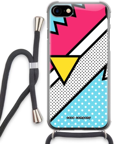 Case Company® - Hoesje met koord geschikt voor iPhone SE 2020 hoesje met Koord - Pop Art #3 - Telefoonhoesje met Zwart Koord - Bescherming aan alle Kanten en Over de Schermrand