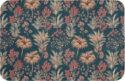 Badmat 60x40 cm - Antislip - Botanisch - Patroon - Blauw - Badmatten voor badkamer - Badkamermat - Douchemat - Badkamer mat