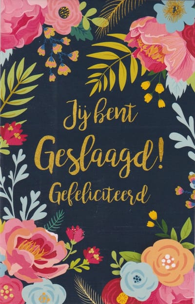 Wenskaart Jij bent Geslaagd Gefeliciteerd - Prachtige luxe dubbele kaart met envelop - Gratis verzonden - D14735