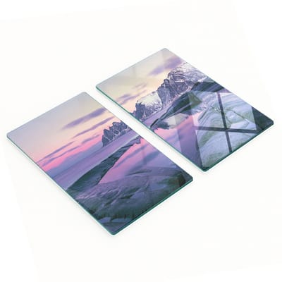 Decoratieve glazen snijplanken voor in de keuken met winterfjordmotief, 2x30x52 cm