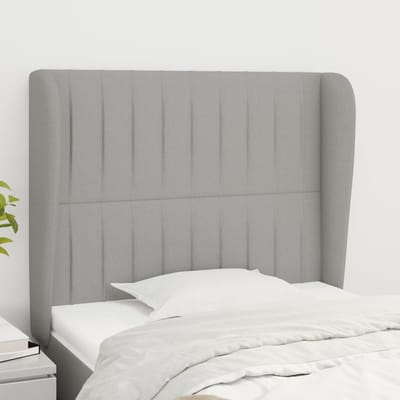vidaXL - Hoofdbord - met - randen - 83x23x118/128 - cm - stof - lichtgrijs