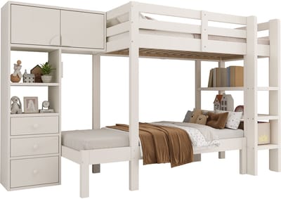 REDOM Gestoffeerd Bed – 90x200 cm – Cartoonvorm hoofdbord – Gasveer opbergruimte – Stof & metaal – Beige
