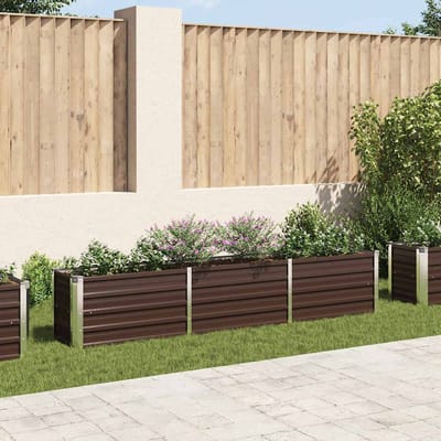 vidaXL - Plantenbak - verhoogd - 240x40x45 - cm - gegalvaniseerd - staal - bruin