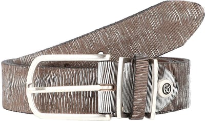 b.belt Leren Riem Cuno Silver Vollledergürtel W100 Anthracite Grey - Silver Metallic Zilverkleurig