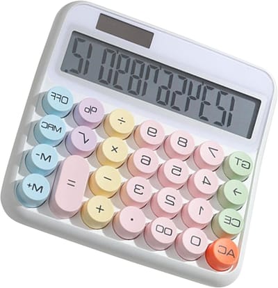 Rekenmachine Bureau - Optelmachine Kantoor - Financieel Administratie - Grote Toetsen Kantelscherm - 12 Cijfers LCD - Wit