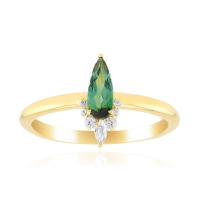 Cavill - Elegante Braziliaanse Indigoliet ring 0,307 ct - 925 Sterling Zilver - 18K Goud Verguld - Marquise & Ronde Zirkonia