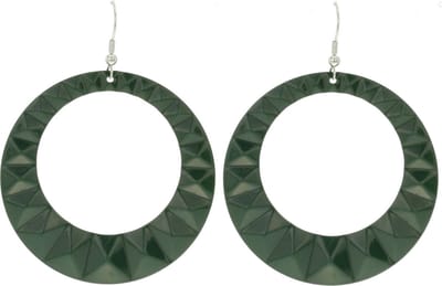 Behave - Oorhangers Dames - Grote Rond Oorbellen - Kaki Groen - Diameter 6 cm