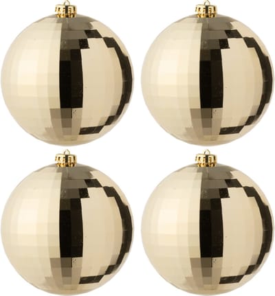 J-Line kerstbal Disco - kunststof - goud - doos van 4