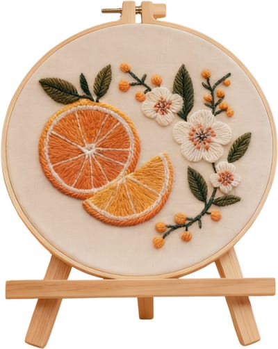 Untamed - PREMIUM Borduurpakket voor volwassenen – DIY decoratie – Creatieve borduurset – Borduren - Bloemen - Fruit - Citrus Bloom