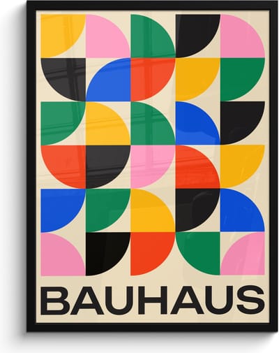 Poster in lijst - Fotolijst 60x80 cm - Posters - Bauhaus - Abstract - Vintage - Kleurrijk - Kunst - Posterlijst zwart - Decoratie - Wanddecoratie woonkamer - Muurdecoratie slaapkamer