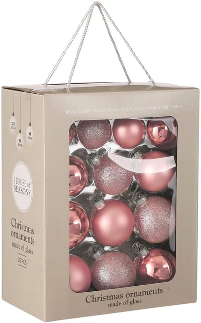Christmas Baubles Set - 26 Pieces - Ø7 cm - Pink