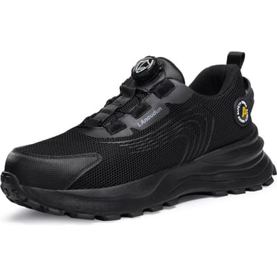 Veiligheidsschoenen voor heren Intelligente gesp Anti-verplettering Anti-perforatie Licht Ademend Duurzaam Zwart Buiten Werkbeschermingsschoenen 41 black