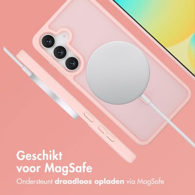 imoshion Hoesje - Geschikt voor Samsung Galaxy S25 FE - Color Guard Backcover met Magnetische Ring - Lichtroze