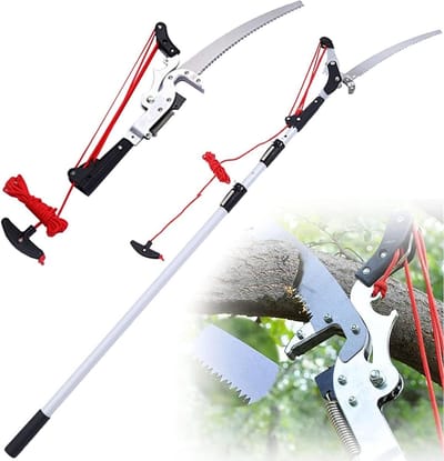 Telescopische Stokzaag - Telescopische Snoeischaar - Takken Snoeien - 2-in-1 Functionaliteit - 5m - Grijs