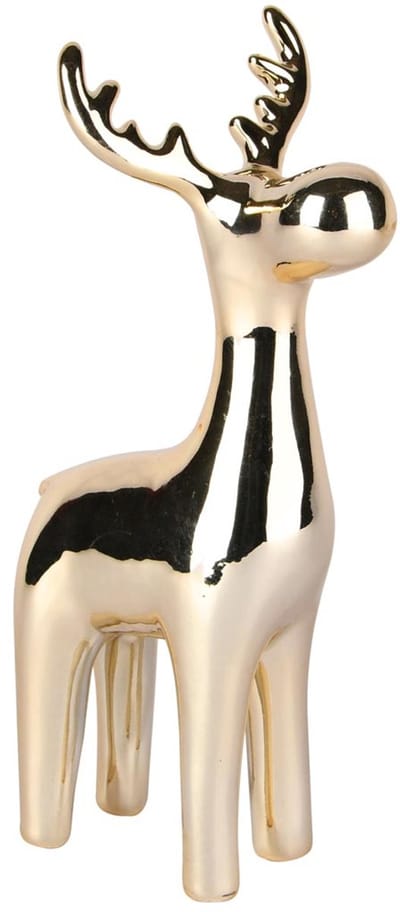 Dekoratief | Rendier staand, goud, porselein, 10x7x19cm | A255740