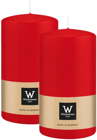 Wiedemann Cilinderkaars/stompkaars - 2x - rood - 13 x 7 cm - 52 branduren - zuilkaarsen