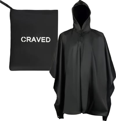 Craved Regen Poncho Unisex - Fietsponcho Reflecterend - Zwart - Waterdicht (Inclusief gratis opbergtas)