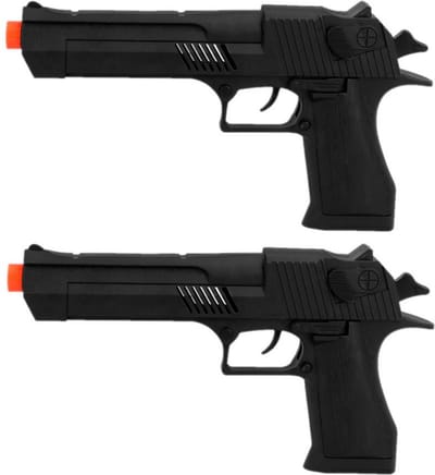 Boland verkleed speelgoed wapens - 2x stuks - Politie/Soldaten pistool 21 cm