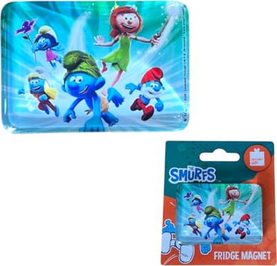 Smurfen Glasmagneet Rechthoek 5 x 6 cm – Blad en Smurfen – Power Gift – Koelkastmagneet Cadeau