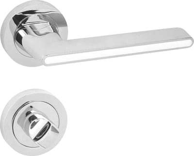 DOMINO ONYKS R WHITE - Aluminium Deurkruk - Wit Gecoat - Ronde Rozet - Complete Toilet- En Badkamersluiting WC
