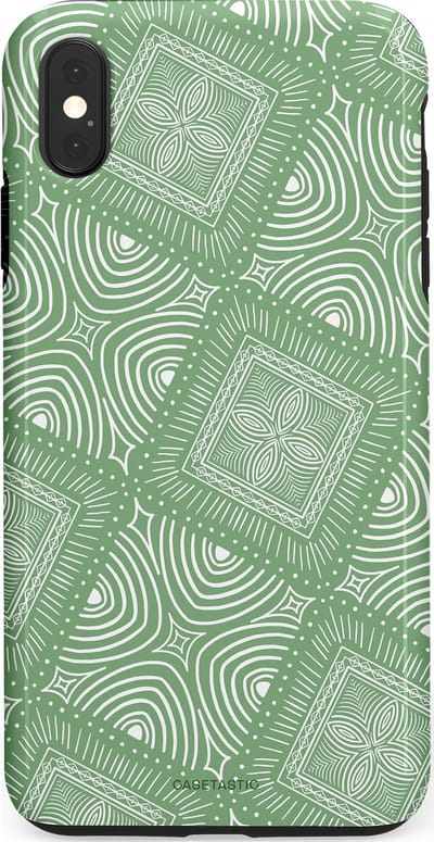 Casetastic Hoesje Geschikt voor Apple iPhone Xs Max - Stijlvolle Beschermende Duo-layer Case - Groene Mandala
