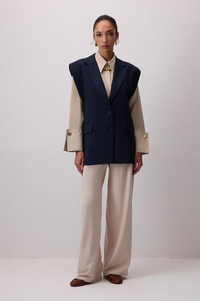 Touché Privé - Blazer jasje met schoudervullingen - Marine - Dames