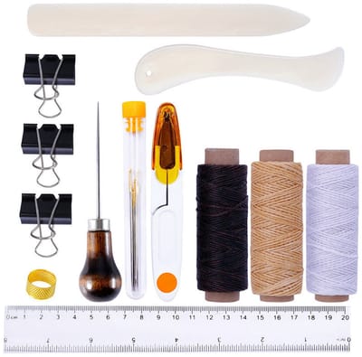 Boekbindgereedschap Starter Kit met Binding Tape - Vouwen - Waxed Wire - Awl voor DIY Beginners - 105-vouwbare gereedschapsset