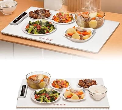 Elektrische Verwarmingsmat - Verwarmde Tafelmat Voedselwarmer - Maaltijden Warm Houden - Efficiënte Oppervlakteverwarming - 60.8 x 37.8 cm - Grijs