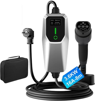 Hexinex - EV Mobiele Thuislader Laadkabel - 16 A 8m type 2 met 3,6 kW-voor elektrische voertuigen