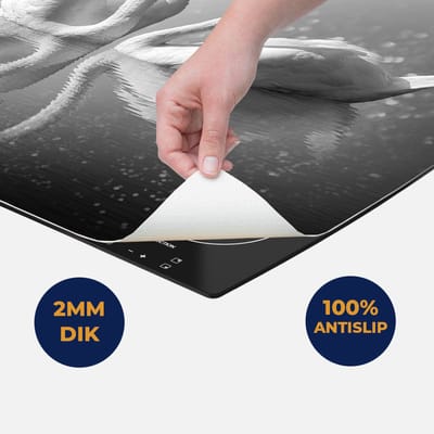 Chefcare Inductie Beschermer Zwanen Koppel in een Hart Vorm - Zwart Wit - 60x50 cm - Afdekplaat Inductie - Kookplaat Beschermer - Inductie Mat