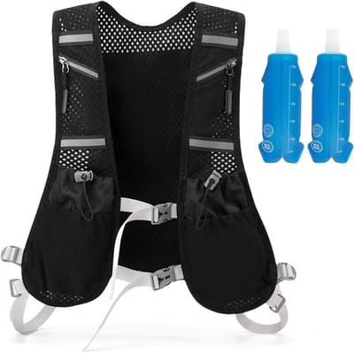 Famanu – Hardloopvest voor dames en heren - hydratatierugzak - hardlopen - met 2 x 500 ml waterflessen - drinkvest - verstelbare reflecterende hardlooprugzak voor hardlopen - marathons - trailrunning - fietsen