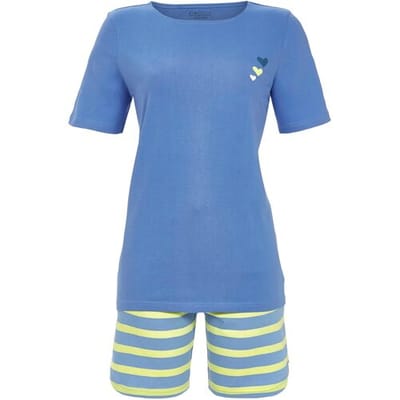 Ringella Katoen gestreepte shortama blauw Blauw vrouw 36