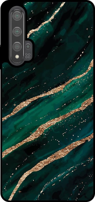 Smartphonica Telefoonhoesje Geschikt voor Huawei Nova 5T met marmer opdruk - TPU backcover case marble design - Groen Goud geschikt voor Huawei Nova 5T