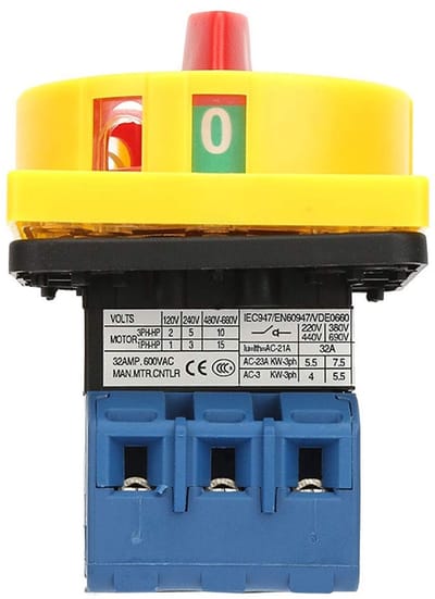 Dailygoody - Cam Switch - 3 Polige Lastontkoppelaar - Veiligheid en Betrouwbaarheid - Geel - 25A/32A - Ideaal voor Paneelmontage - Hoogwaardige Kwalit